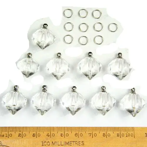 Wholesale SCREW TOP empty Glass VIALS drop/cross/diamond Bottle perfume Pendant