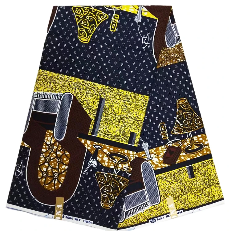 Abstract sofa desk lamp pattern cotton african wax prints fabric ankara printed muslin fabric