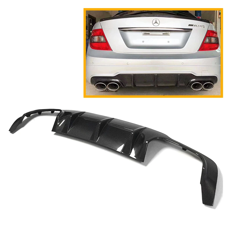 AMG Style Carbon Fiber Rear Bumper Diffuser For BENZ C Class C63  AMG 4-Door Sports 2012-2014 W204 C63  Rear Diffuser