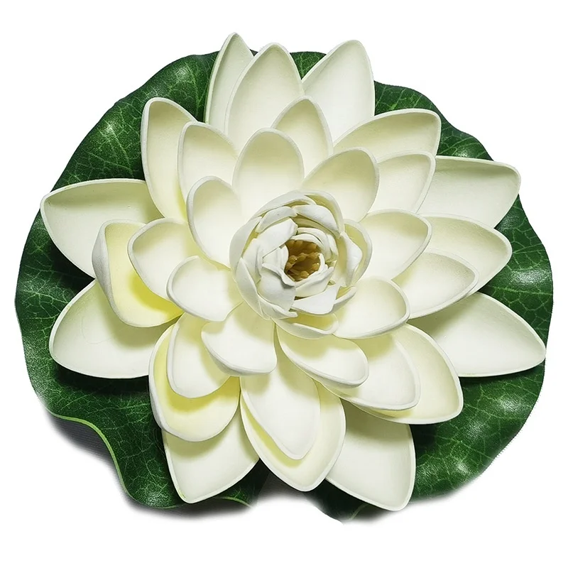 Different Color Artificial Floating Lotus Flower Plastic Water Lily for Home Outdoor Patio Pond Decoration