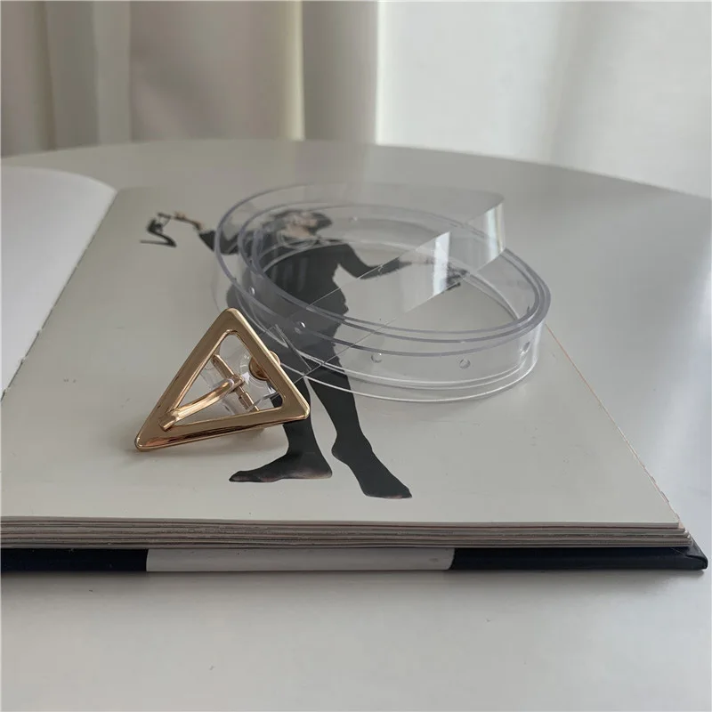 New Design Women PVC Transparent Thin Belt Triangle Pin Buckle Waist Strap Harajuku Trouser Jeans Dress Lady Clear Belts