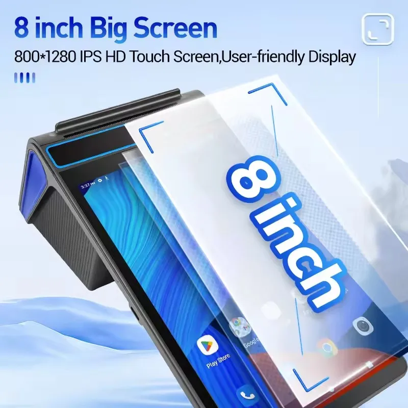 New retail mini mobile wireless handheld smart 4g 58/80mm printer qr code barcode scanner nfc payment android pos terminal