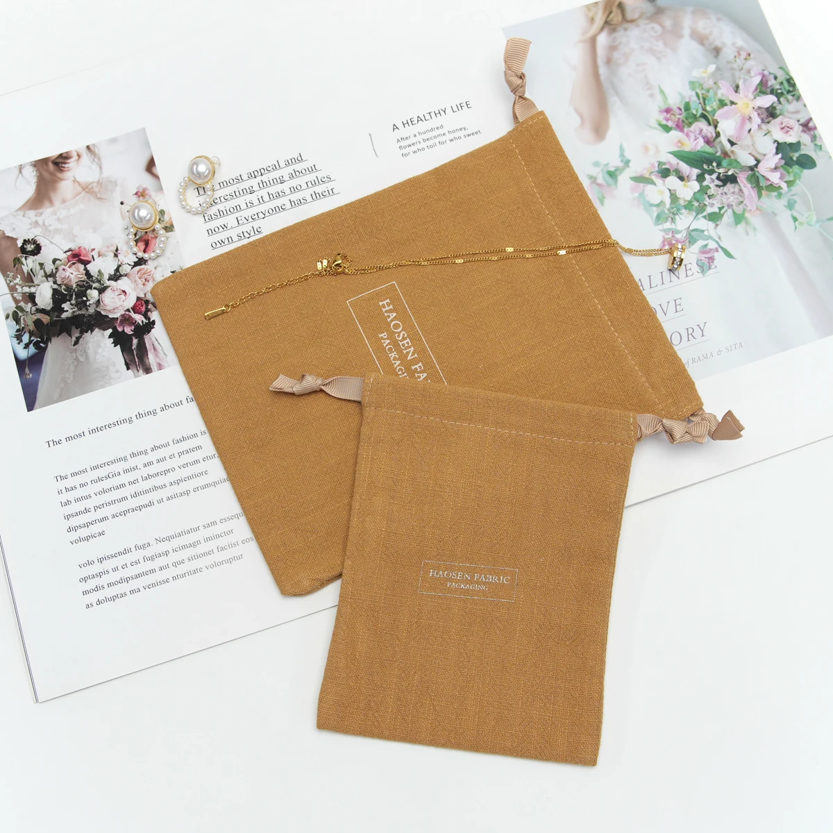 Hot Stamping Logo Custom Cotton Candle Bags Washing Cotton Candle Packaging Bags