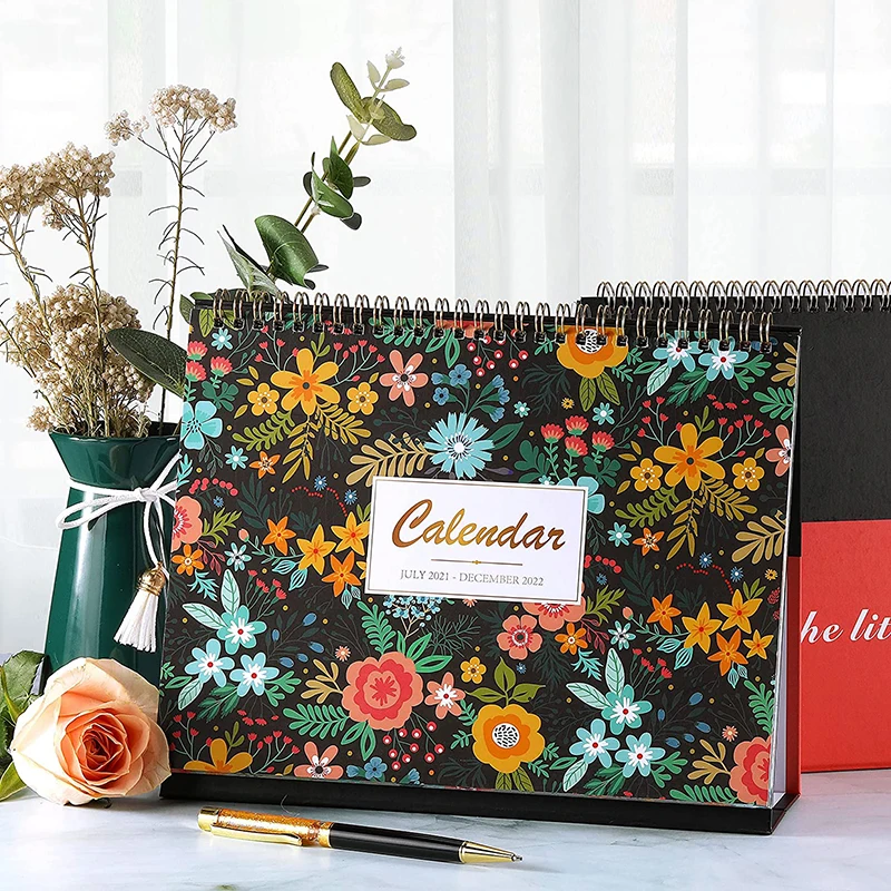 Custom 2022 Wholesale Printing Table Calendar Perpetual Daily stamping motivation black desk calendar