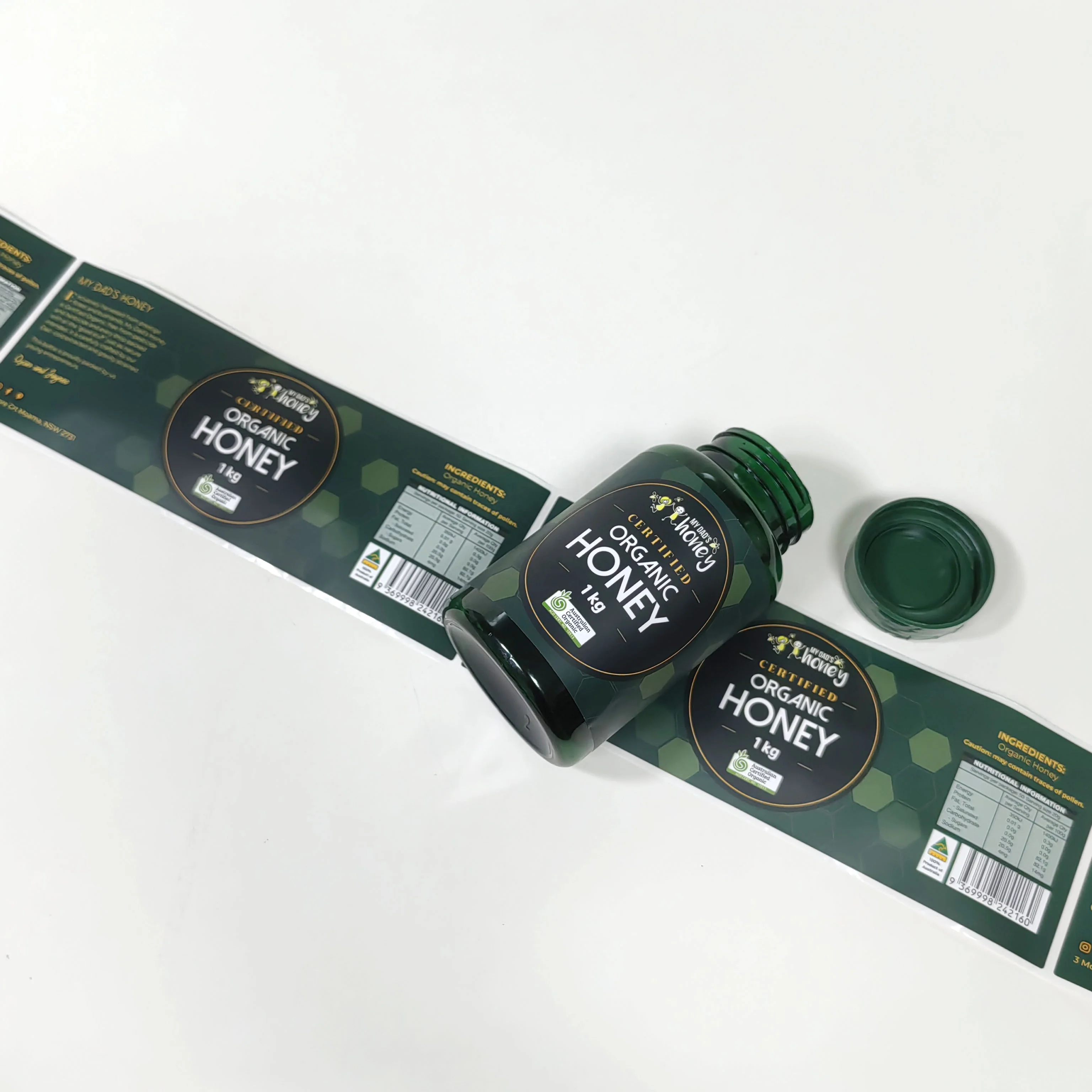 Roll Sticker and Customized Printing Custom Label Stickers Gold Plating Packaging Labels for Logo Gift Shipping Food Honey