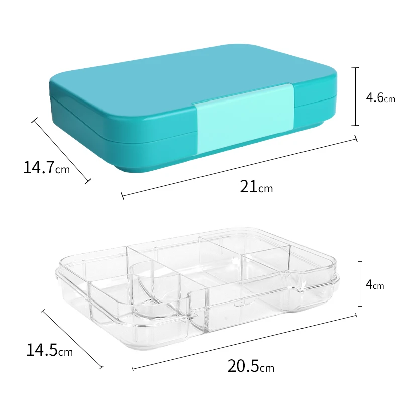 Aohea one latch bento box food picnic school lunch box plastic bpa free 6 compartments bento box