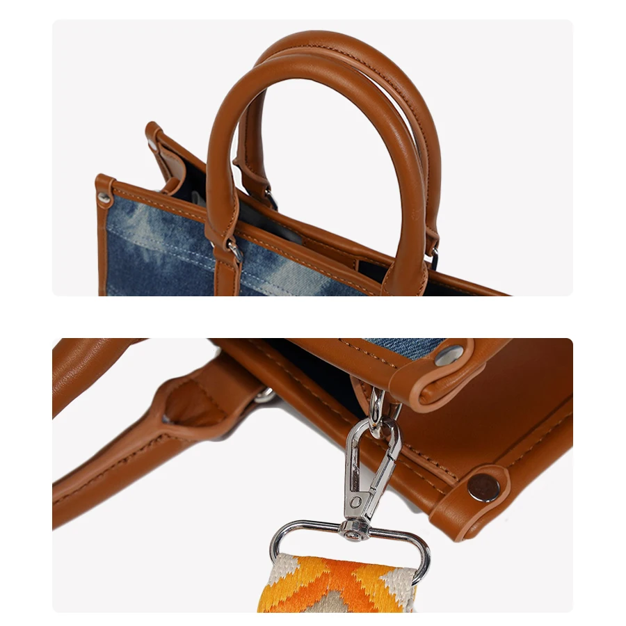 Premium Luxury New Model Lady Handbag Shoulder Shopping Bag Messenger Custom Denim PU Leather Tote Bag for Women Wholesale 3198
