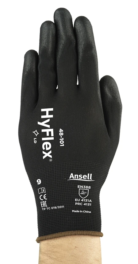 Ansell Hyflex 48-101 Black PU-coated multi-purpose gloves
