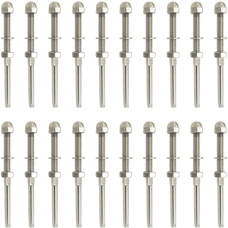 T316 Stainless Steel Marine Grade Cable Railing Swage Threaded Stud Tension End Fitting Terminal