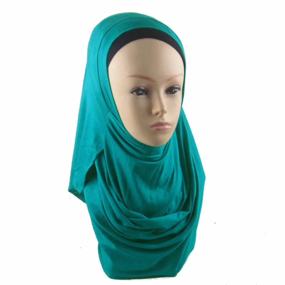 2020 wholesale jersey cotton instant double loop muslim hijab women plain jersey slip on hijab scarf shawls amira hijabs JLS128