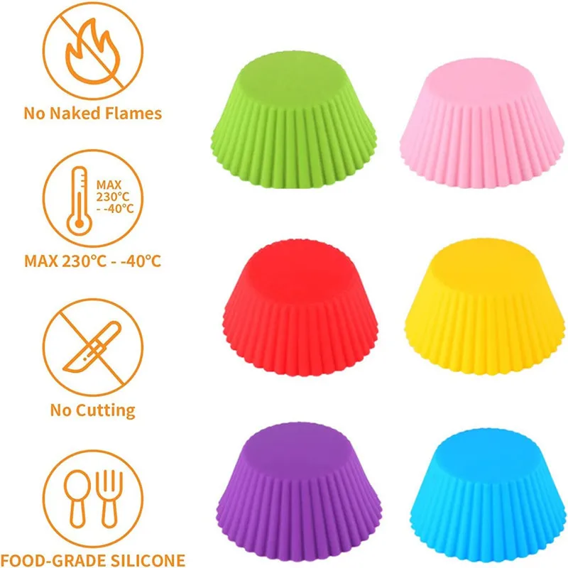Silicone egg tarts mold Silicone muffin cup round 7cm cake cup 9-color baking small cake mold
