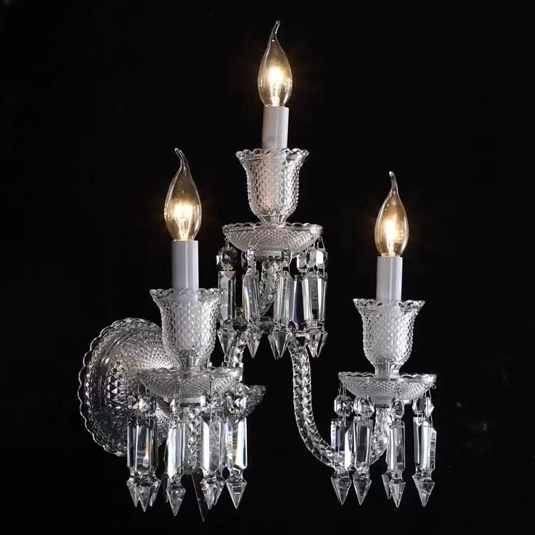 Modern Luxury Crystal LED Sconce Cylindrical Glass Wall Lamp with Candle Bracket for Home Villa Hotel Decoration