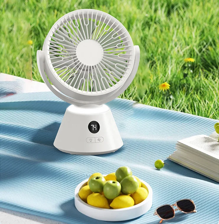 Factory Outdoor New rotate desktop fan USB charging digital display hanging ceiling fan ultra long endurance with night light