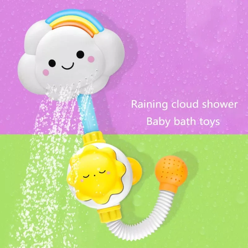 Hand Press Water Spray Cloud Play Set Sprinkler Toy Manual Bathtub Toy Shower Kids Bath Toys