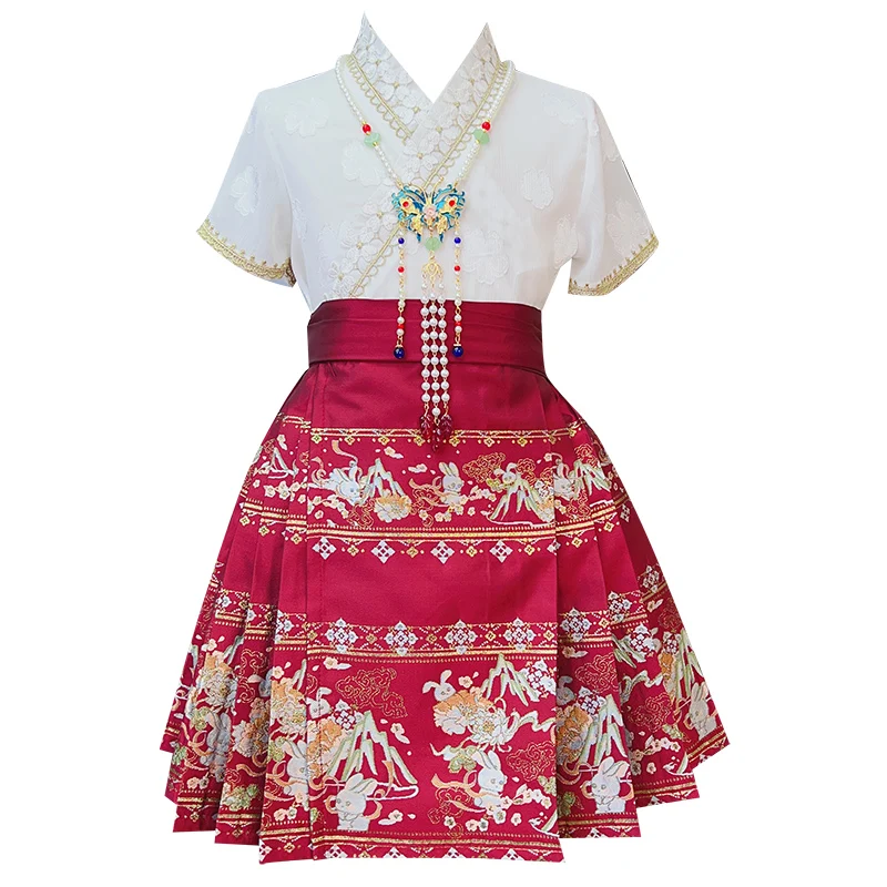 Children Banquet Costumes Chinese Hanfu Sets Girls Performance Tang Suit Short Skirt Outfits girl clothes 10-12 years kids