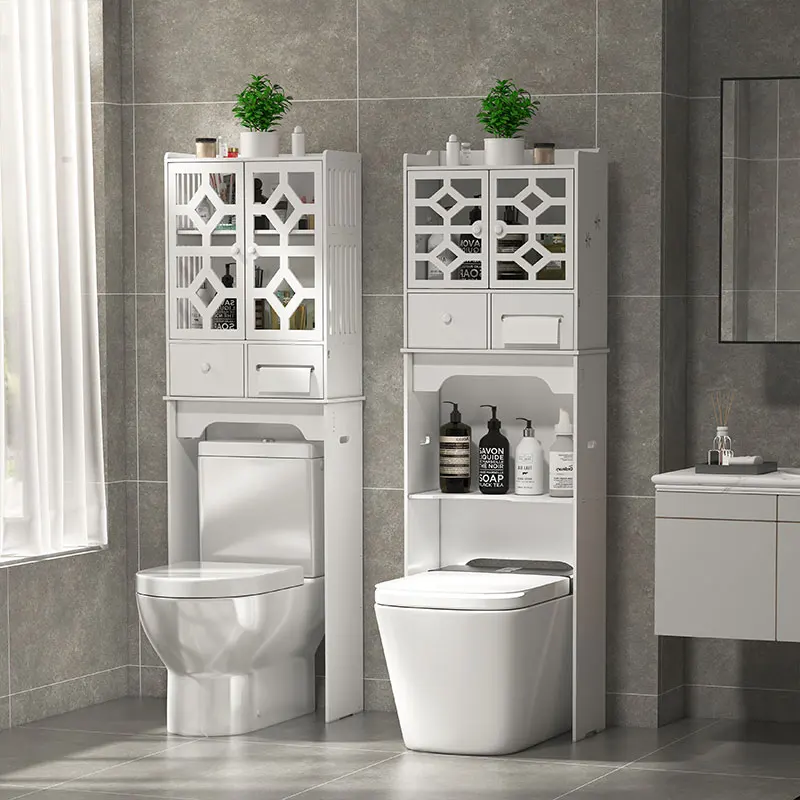 Over The Toilet Storage - 2/3-Tier Bathroom Storage Rack - Bathroom Space Saver - Freestanding Above Toilet Rack with Hooks