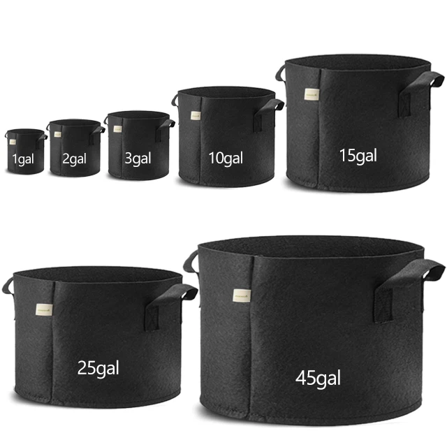 1 to 400 gallon Factory wholesale biodegradable non woven felt grow bags for plant