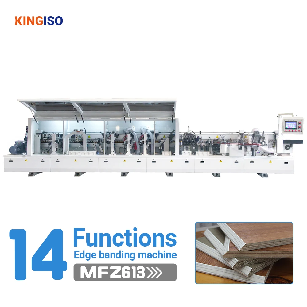 KINGISO Wood Edging Machine Fully Automatic Edgebander Multifunction 45 Degree Angle Edge Banding Machine Pre Milling