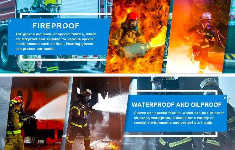 Hot Sale Fire Free Rescue Protective Wristlet Fireproof Fire Fighting Firefighter Gloves With Reflective Strap