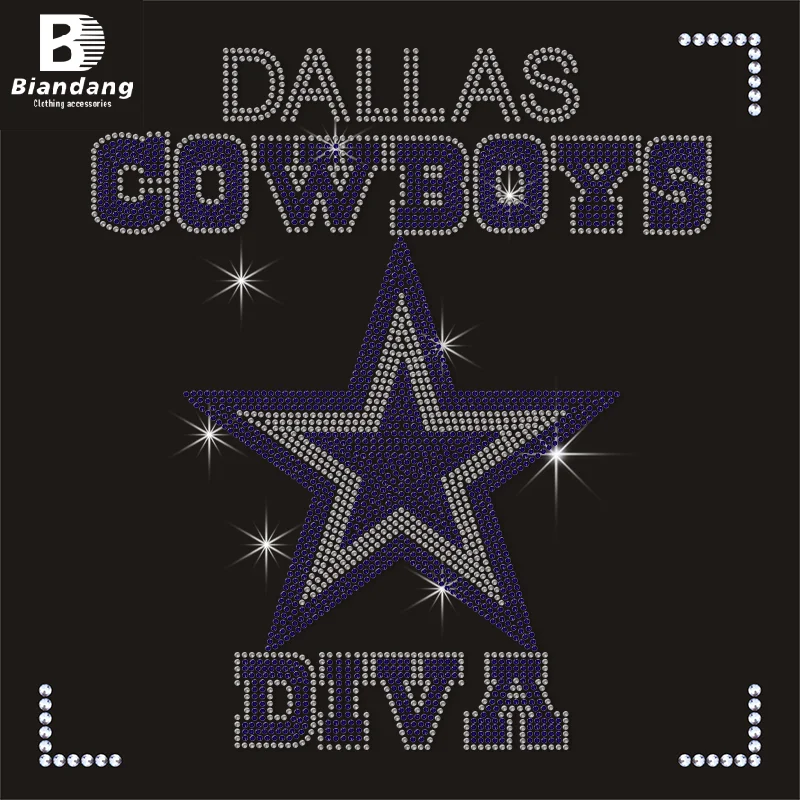 Dallas Cowboys Iron on Rhinestone Transfer Designs NFL Crystal Stones Sheets for Clothing Jackets