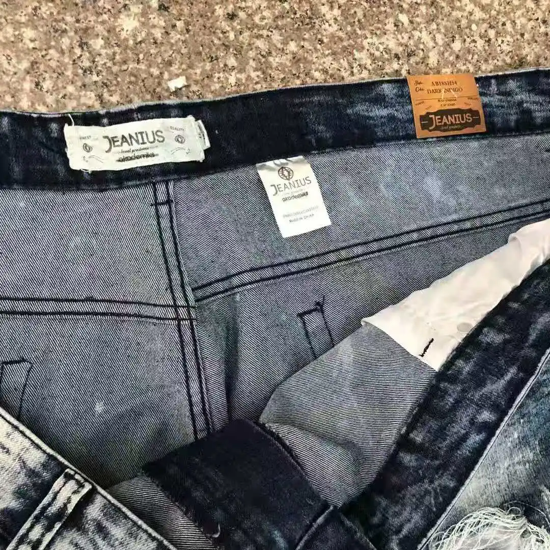 China Stock Lot China design jeans shorts for man korean jeans ripped shorts loose oversize denim shorts