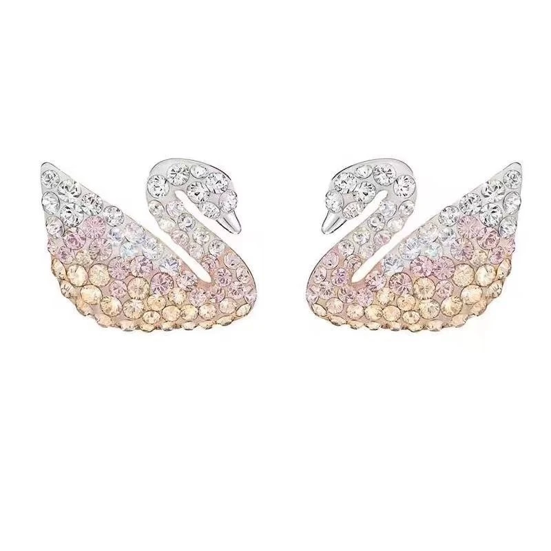 Luxury Jewelry Fashion Earrings Stainless Steel  Steel Inlaid Rhinestone Swan Earrings High-end Jewelry Hypoallergenic Earrings