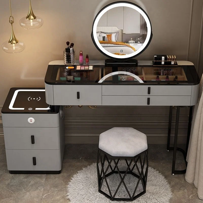 Dressing table with drawers mirror and stool makeup vanities set vanity desk for makeup