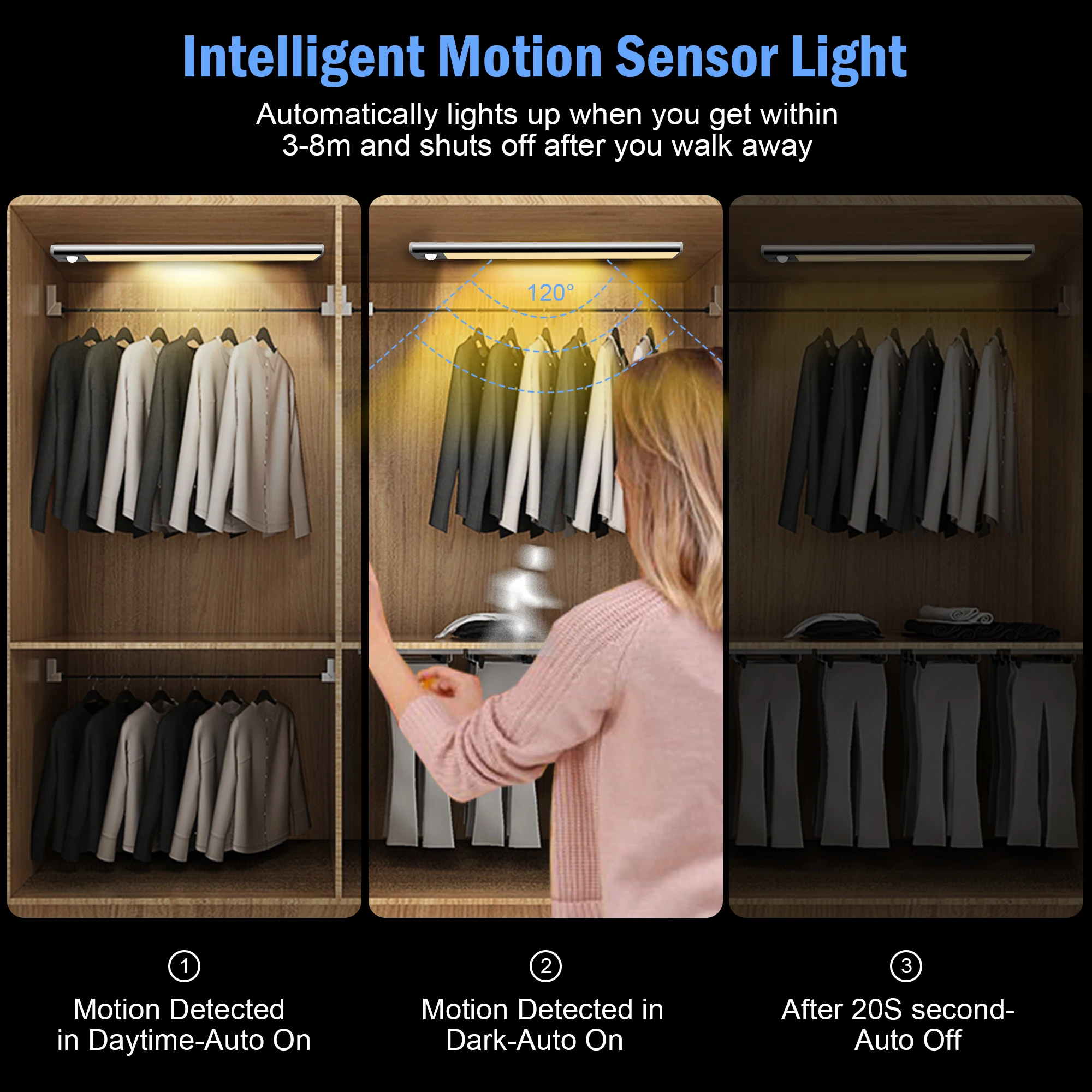  2021 Newest upgrade ultra-thin lightweight aluminum closet light with motion