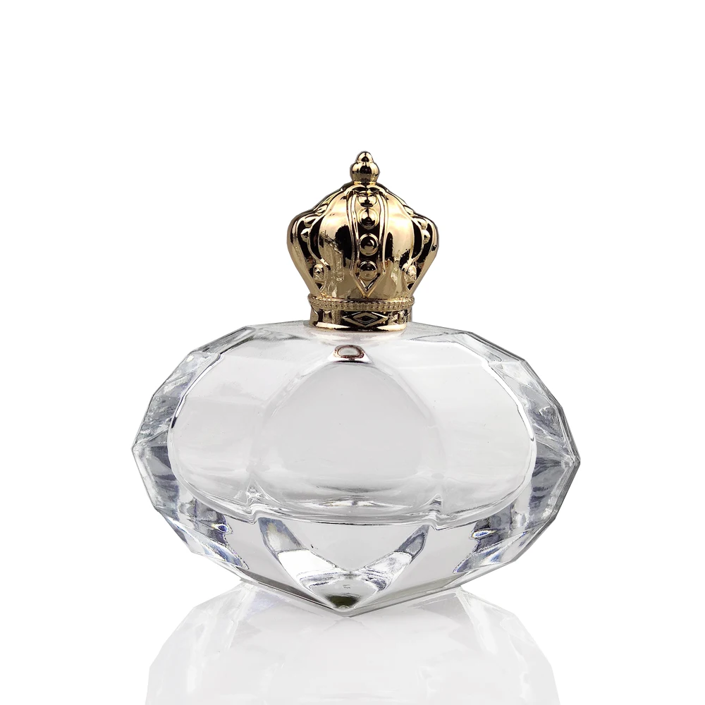 Low MOQ high quality custom design arabic style fea15 crimp luxury decorative gold crown zamak metal perfume cap