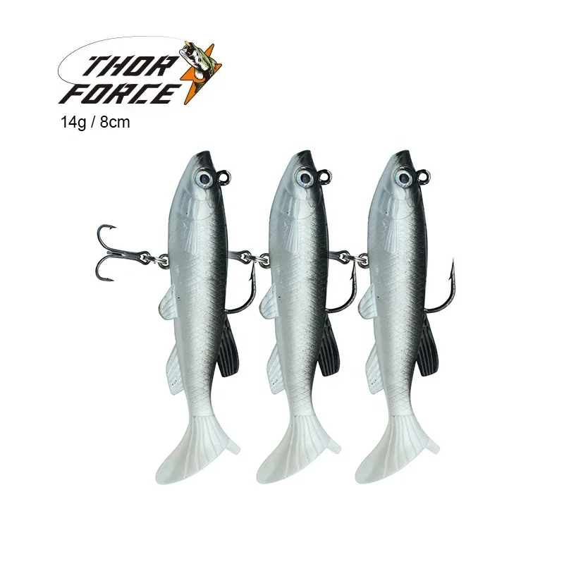THOR FORCE New Artificial Artificial Soft  Bait PVC TPR  Soft Fishing Lure 9cm 14g Fishing Soft Bait with T Tail for pesca Pesca