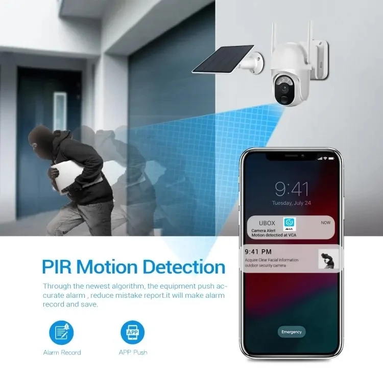 3MP Ptz Pir 360 Wifi Battery Camera 4g Solar Panel