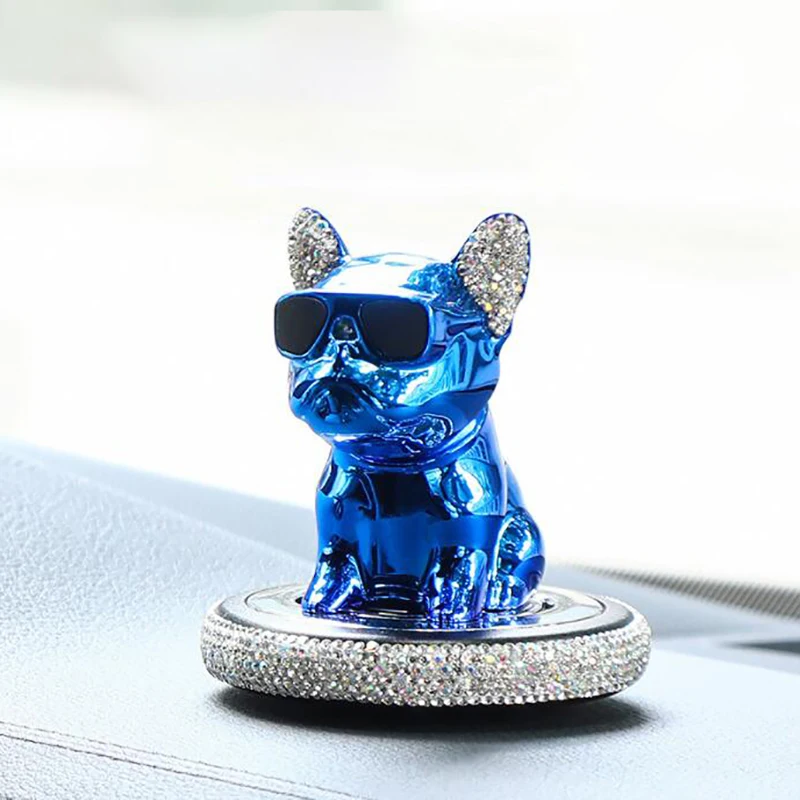 Crystal Diamond Dog Aromatherapy Car Accessories Interior Decoration Auto Ornaments Solid Perfume French Bulldog Car Fresheners