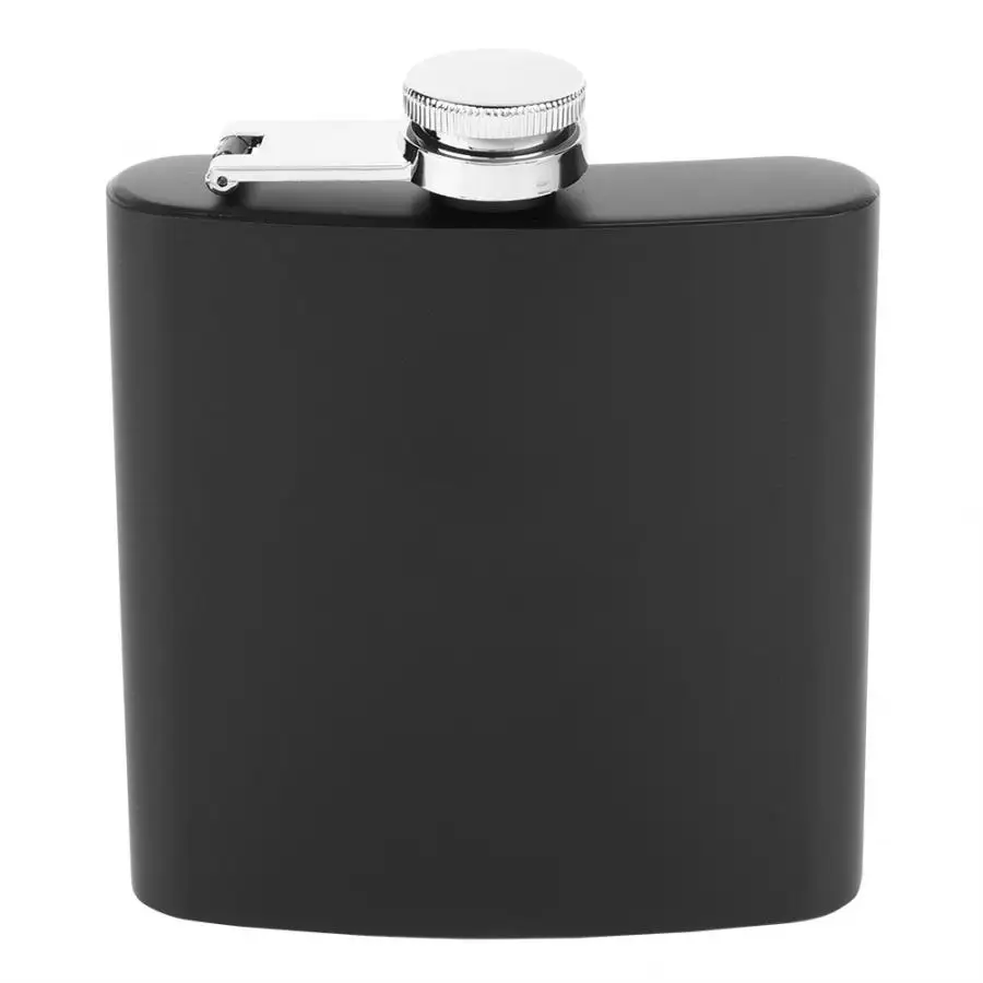304 Stainless steel alcohol stainless steel 6oz black hip flask coated with laser engraving logo