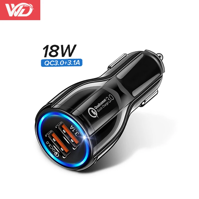 Dual USB Car Charger LED PD QC 3.0 30W Fast Charging Mobile Phone Charge For iPhone 12 11 Pro Max X Samsung Xiaomi Huawei
