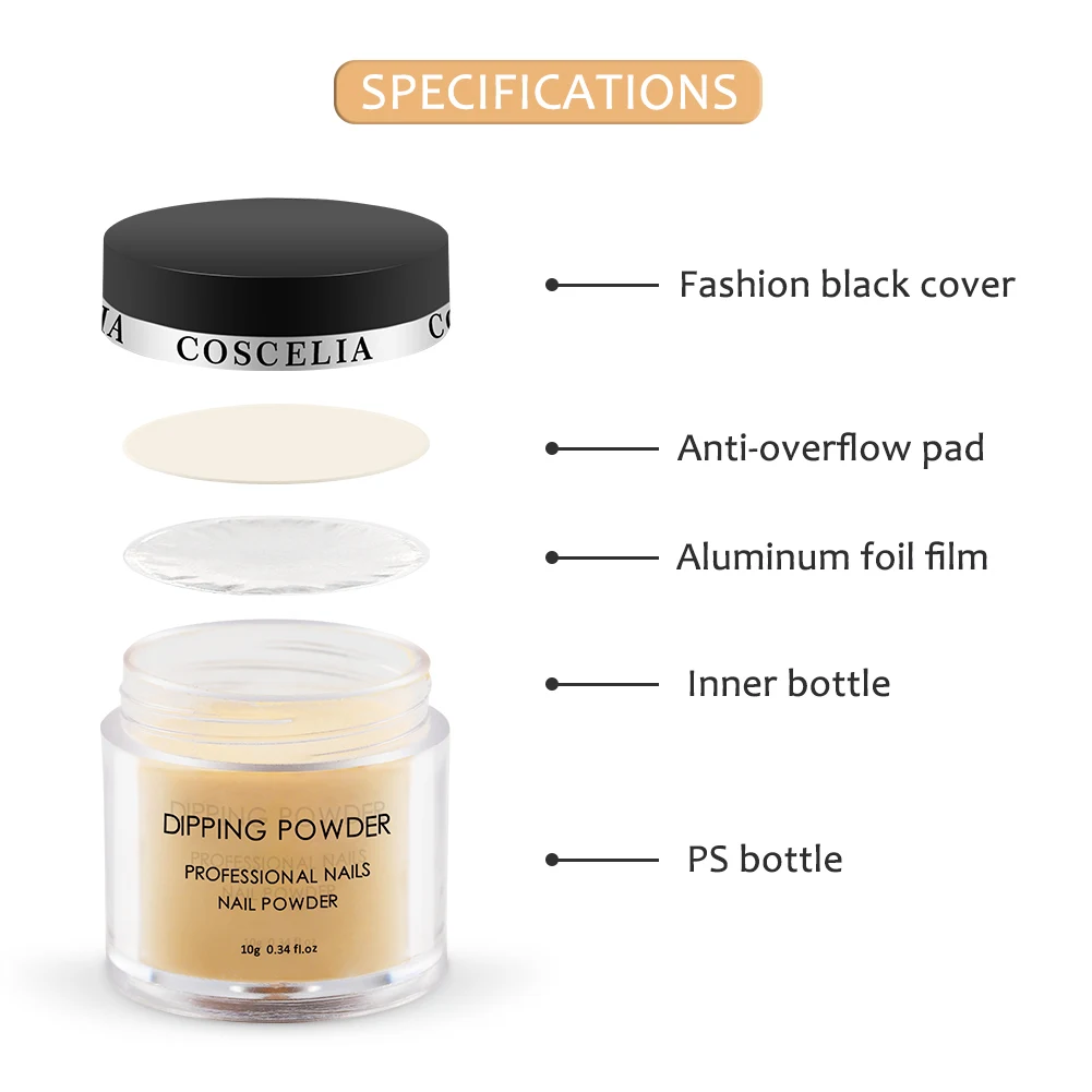 COSCELIA Professional Bulk Dipping Powder Acrylic Nails Kit Colors Nude Custom Logo Top Coat Extension Nail Art Supplies