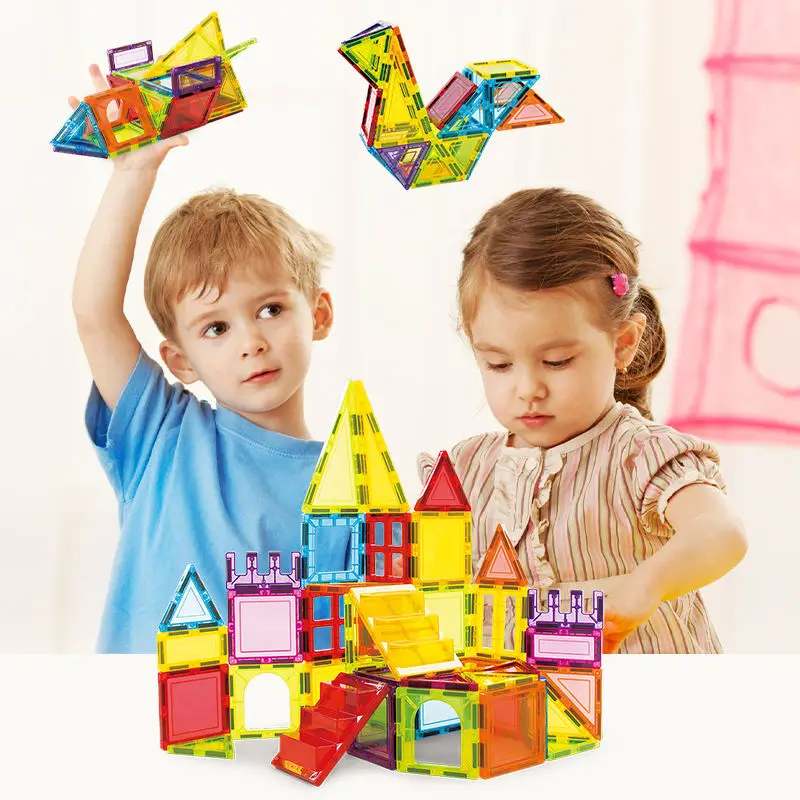 EPT New Style Hot Sale 3D Magnetic Colorful Plastic 110pcs Magnetic Building Tiles for Kids