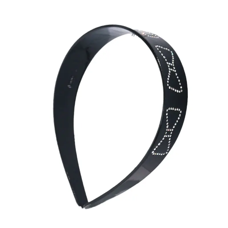 Женская дизайнерская повязка на голову, черная ацетатная повязка на голову со стразами и бантом, роскошный обруч для волос с драгоценными камнями, аксессуары для волос, 2022