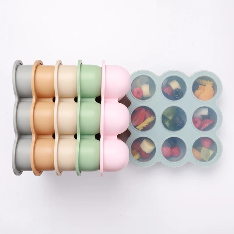 Hot Selling Wholesale Silicone Baby Food Freezer Storage Container Ice Cube Tray With Lid