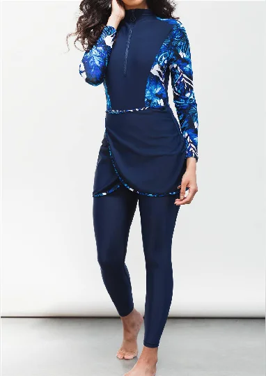 Muslim Plus Size Swimwear Leggings with Skirt Modest Swimsuit with Head Cover