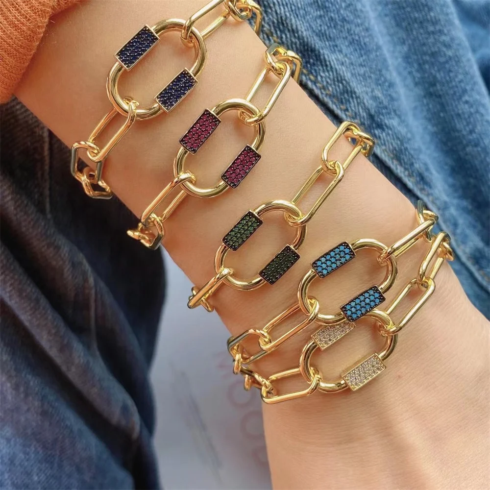 Cubic zirconia chain fashion jewelry accessories gold jewelry necklace enamel rainbow bracelet&bangle