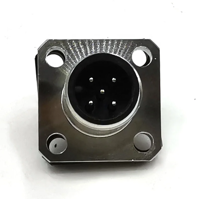 M12 Male Flange Panel Mount Electrical Square Connector With 3 4 5 6 8 12Pin