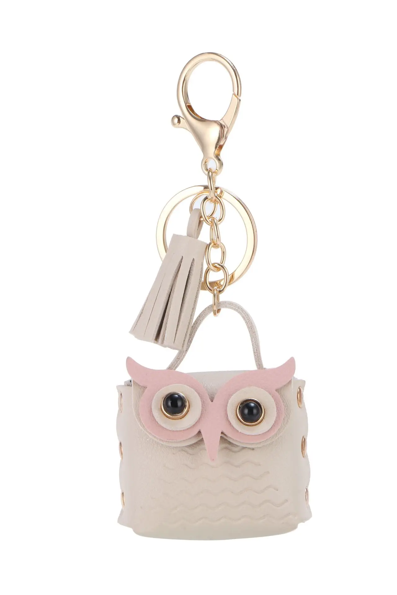 New Cute PU Leather Coin Purse Tassel Owl Bags Keychain Cartoon Animal Keyring Headset Protective Cover Custom Leather Keychain