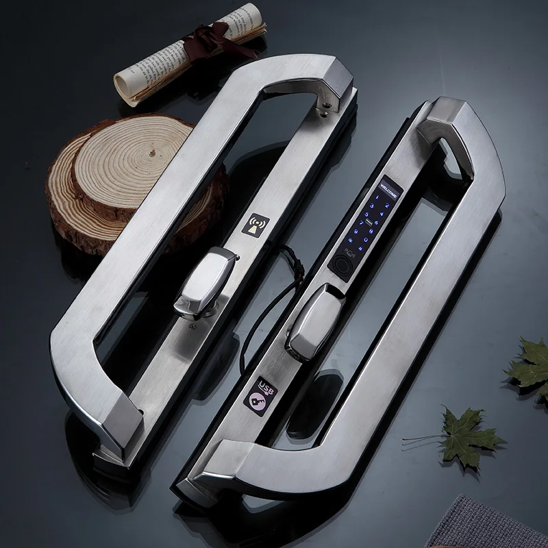 
IP65 Waterproof outdoor Narrow Aluminum Fingerprint Lock for Tempered Glass Bifold Door 