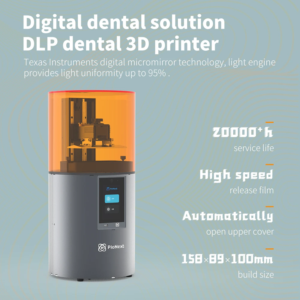 Pionext D158 стабильный дизайн конструкции оси Z 3d стоматологический принтер dlp для стоматологической защиты
