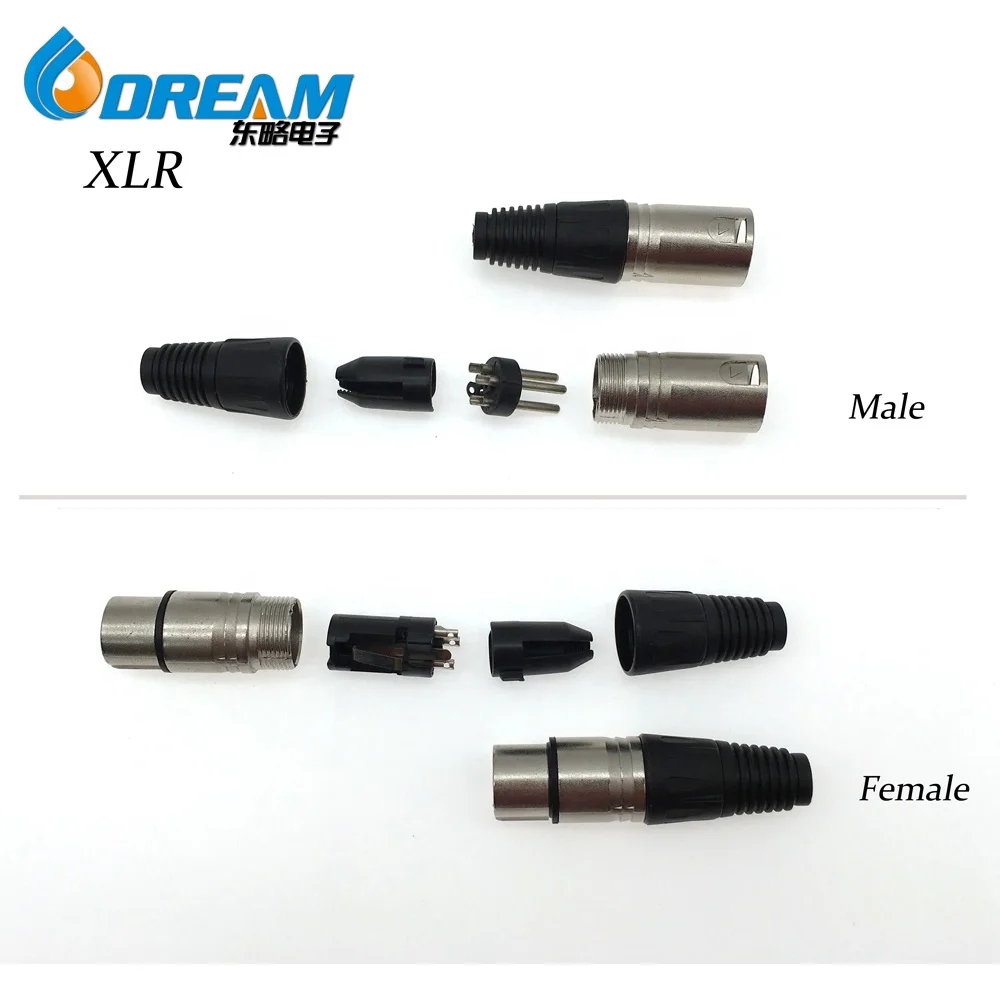 Shenzhen 3 Pin XLR Conector Black Male Female Microphone Jack XLR Conector