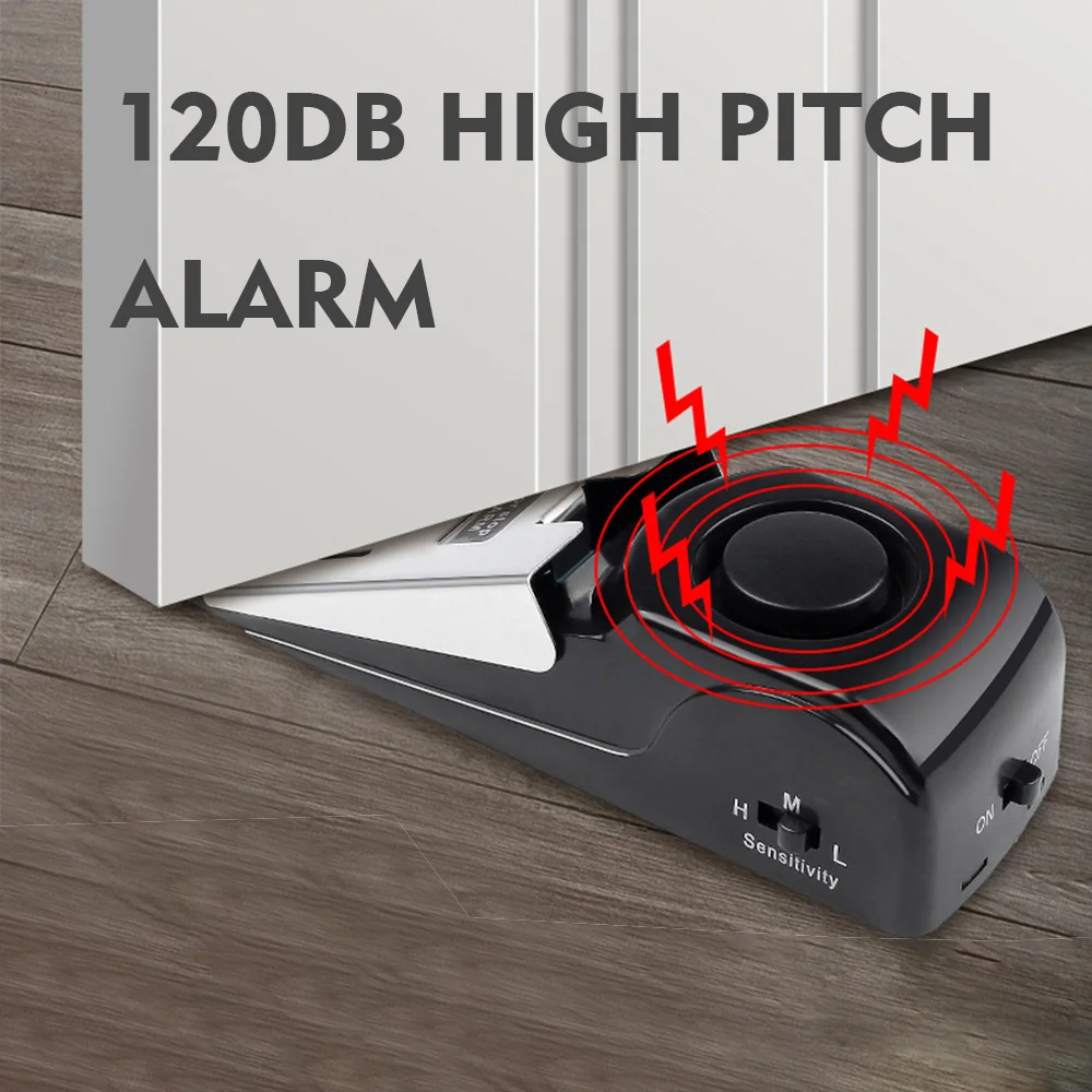 Portable stainless steel door alarm stopper modern design security door stop alerting siren for tight spaces door stop alarm