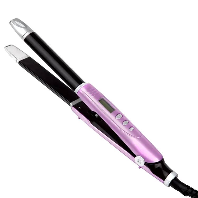 
2 In 1 Hair Straightener Iron Ceramic Hair Straightening Curling Crimper Mini Flat Iron Styler 