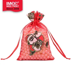 IMEE Customized Logo Organza Storage Gift Pouch Drawstring Bag Personalized Christmas Organza Mesh Drawstring Bags
