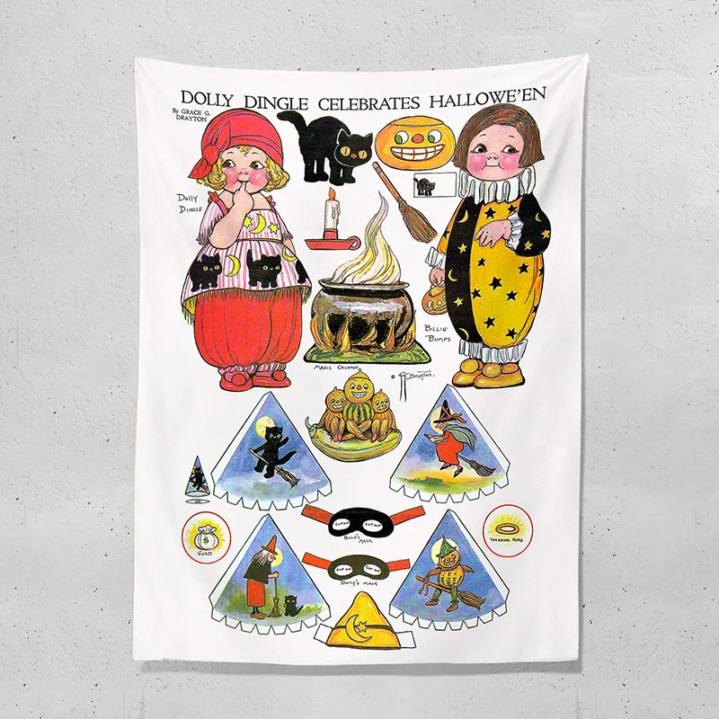 Lovely Vintage Cartoon Style Children Girls Household Bedroom Dormitory Background Cloth Wall Hanging Tapestry