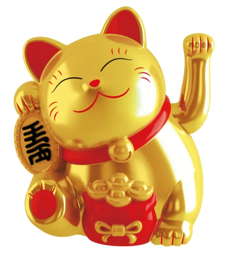 Gold Home Decoration Color Box Solar Power Feng Shui Japan Animal Resin Figurine Battery Power Glazed Ceramic & Enamel HIPS MLY